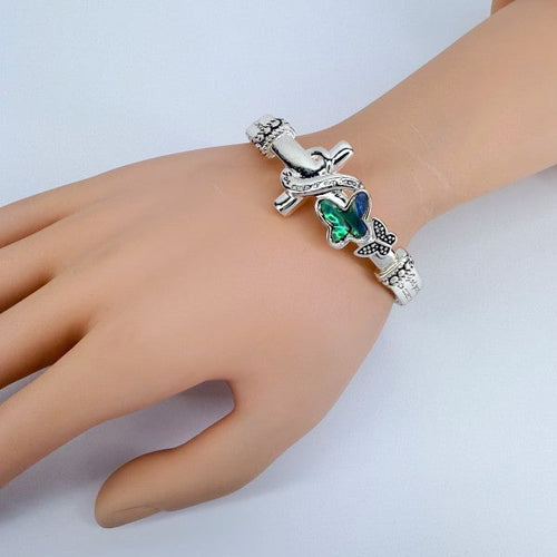 Stretchable Cross Abalone Butterfly Bracelet