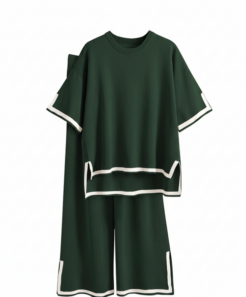 Two-Piece Relaxed Fit Co-Ord Set for Women-Black (Size-L) | D11